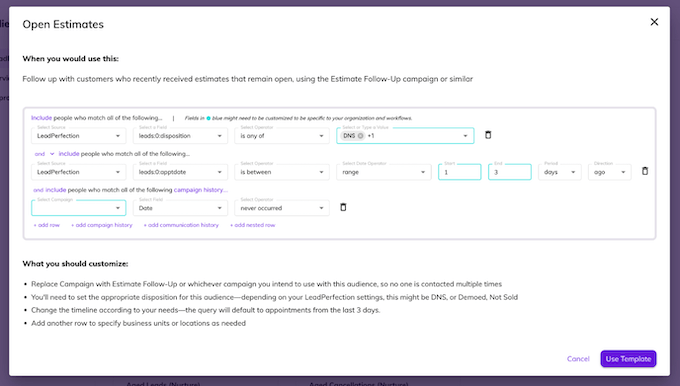 audience template explanation example