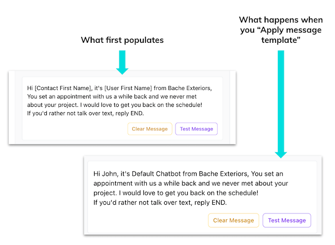 hatch ai setup - apply message template