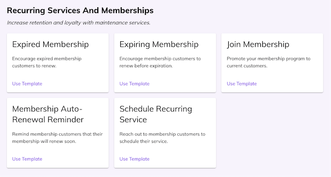 hatch recurring service campaign templates