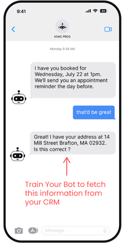 hatch ai and servicetitan calendar integration - customization with the train your bot feature