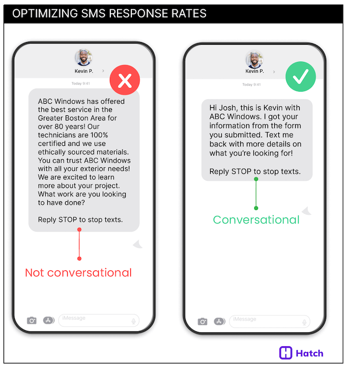how to improve SMS response rates - conversational language