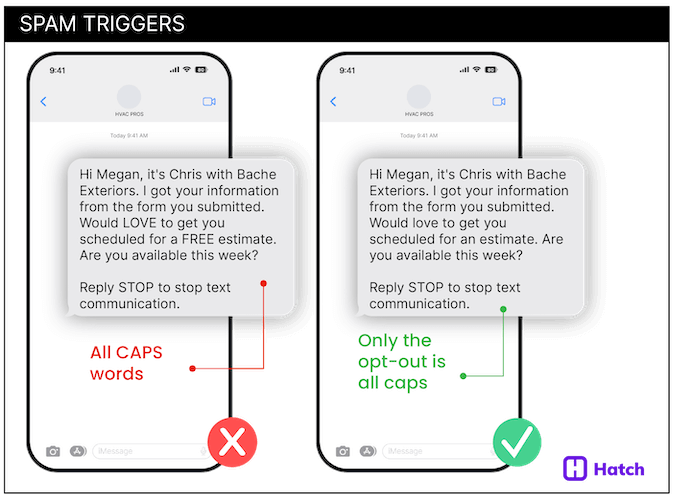 spam trigger words - example of all caps words